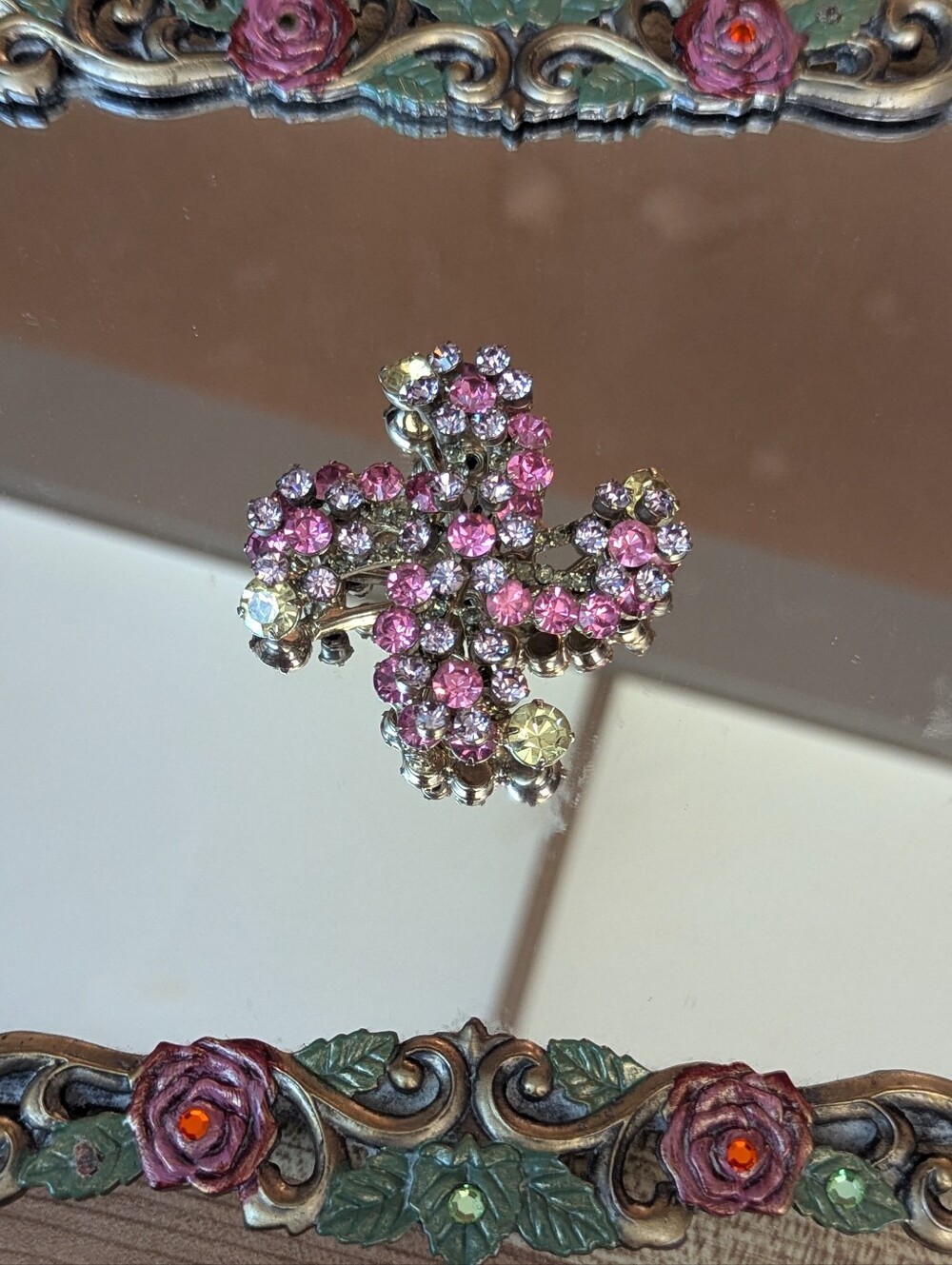 Juliana Pink Crystal Pinwheel  Brooch